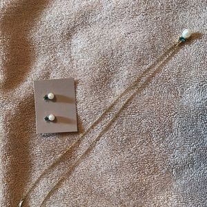 Vintage earring and necklace “emerald” and pearl.